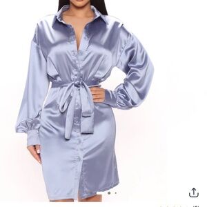 Elegant Satin Dress Silver/Blue
